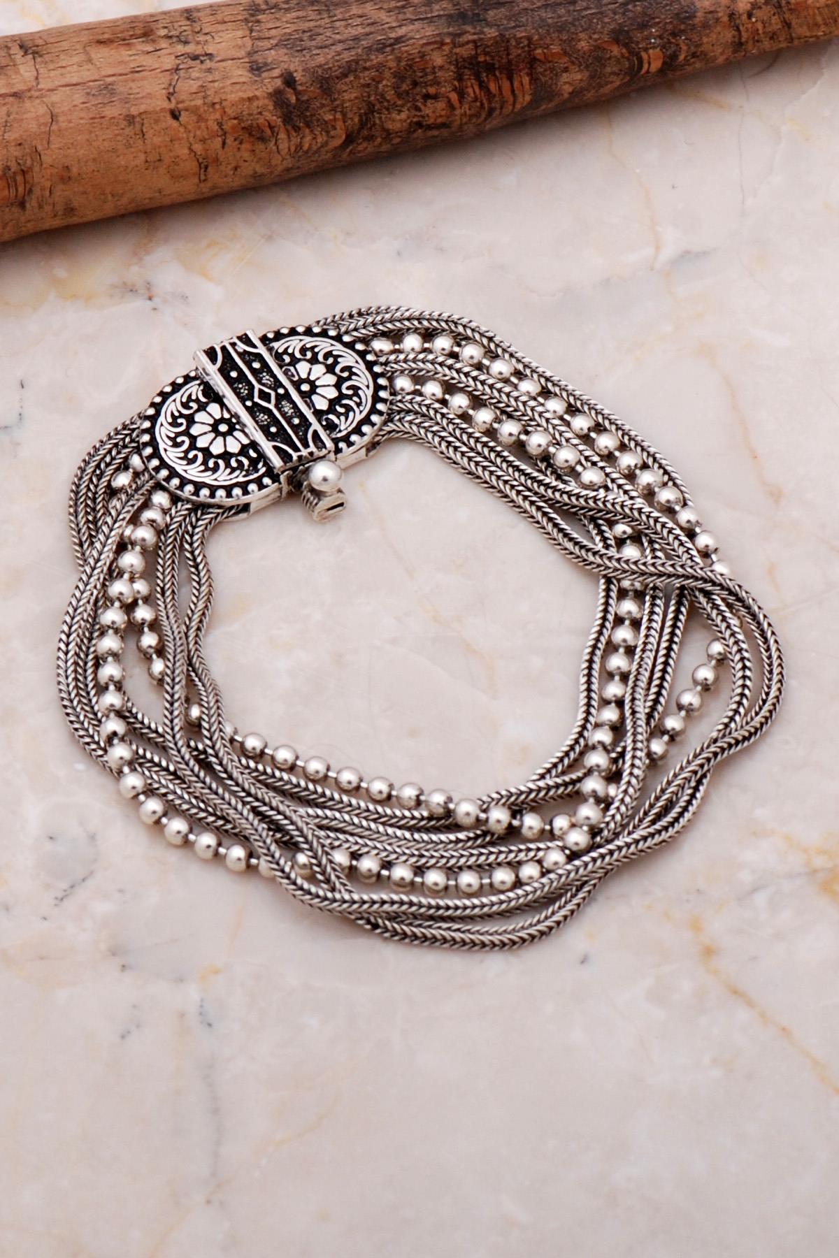 Mardin Midyat Straw Design Handmade Silver Bracelet