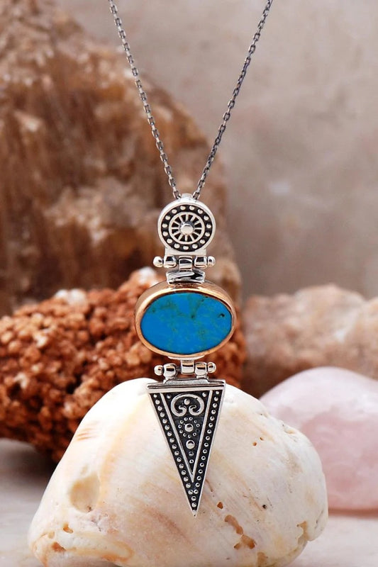 Turquoise Antique Design Handmade Silver Necklace