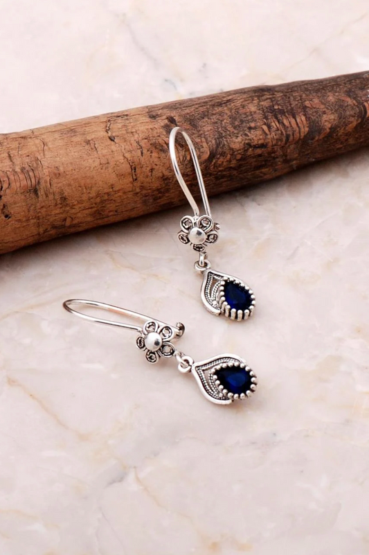 Sapphire Stone Handmade Silver Earrings