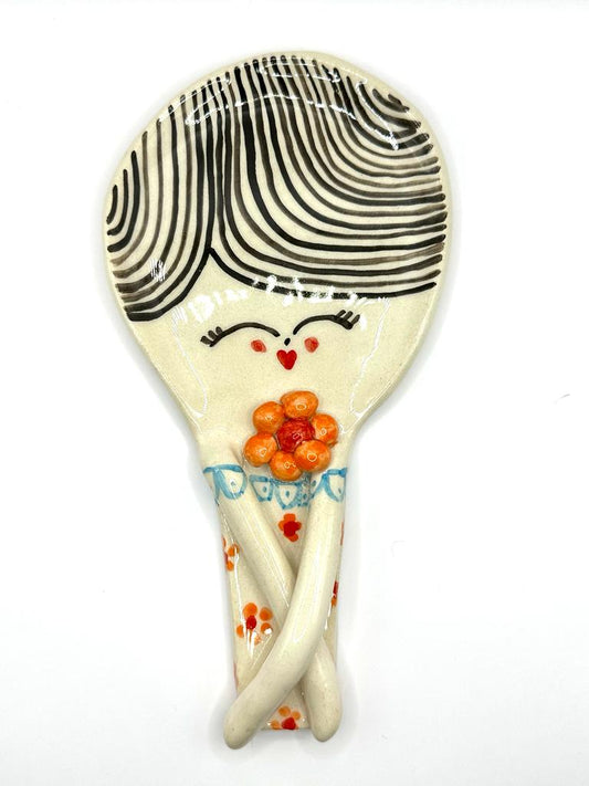 Cheerful Girl Handmade Spoon Rest