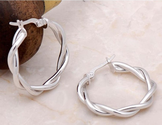 Twirl Silver 28 mm Hoop Earring