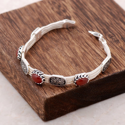 Agate Handmade Silver Bracelet