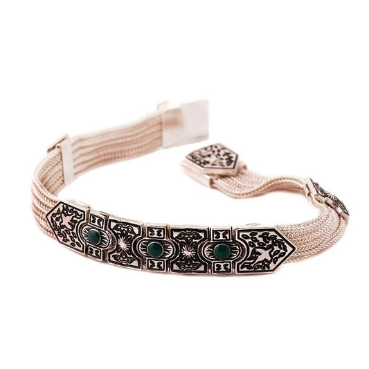 Babylon Pigeon Design Midyat Straw Sterling Silver Bracelet