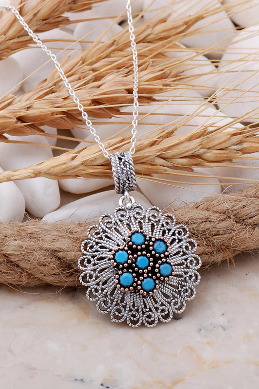 Filigree Embroidered Design Silver Necklace